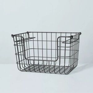 Hearth & Hand Magnolia Large Stacking Wire Storage Basket Matte Black